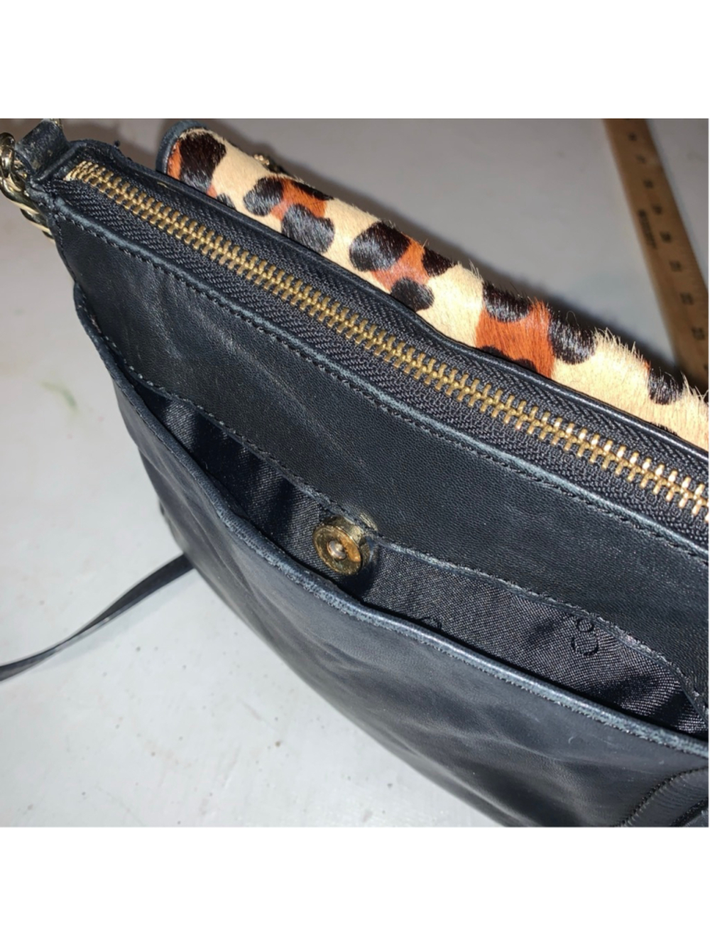 Women's Calvin Klein Black & Animal Print Crossbody Bag Small - Picture 8 of 13